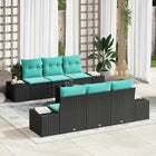 Tuinset 7 stuks poly rattan zwart
