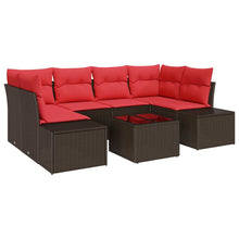 Tuin Sofa Set met kussen 7 pcs Bruin poly rattan