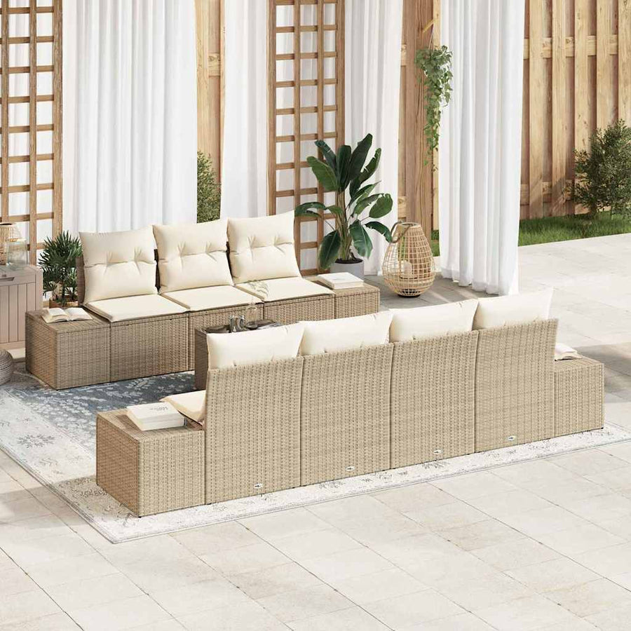 Tuin Sofa Set met kussen 8 pcs Beige poly rattan