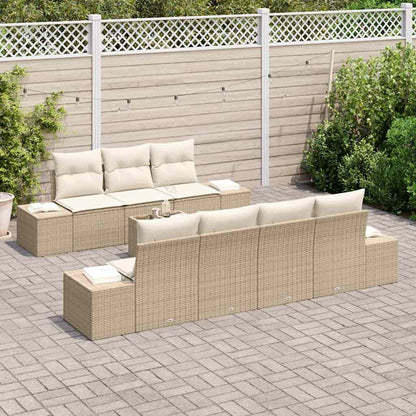 Tuin Sofa Set met kussen 8 pcs Beige poly rattan