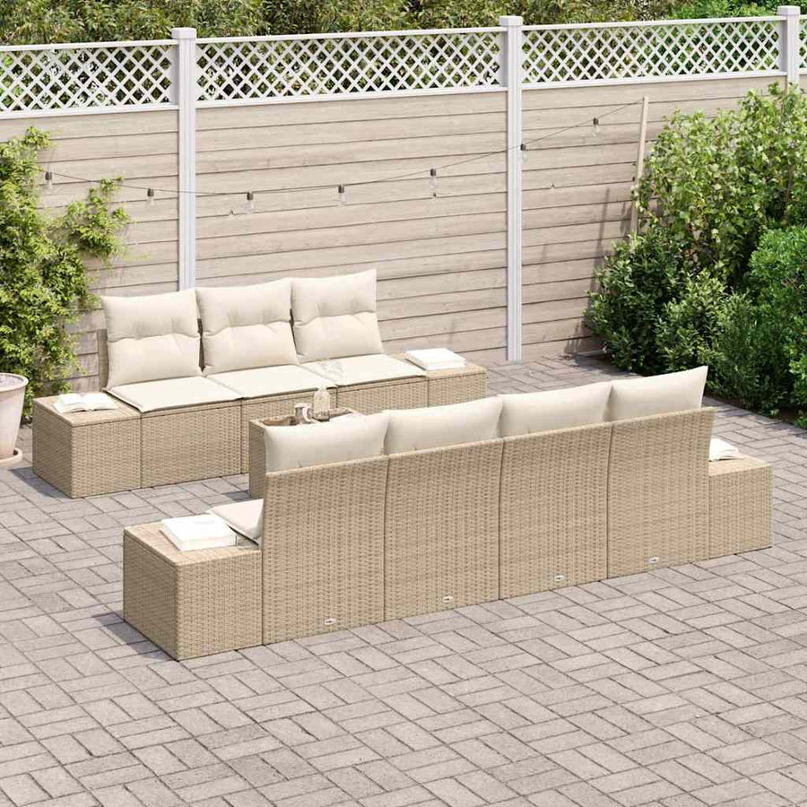 Tuin Sofa Set met kussen 8 pcs Beige poly rattan