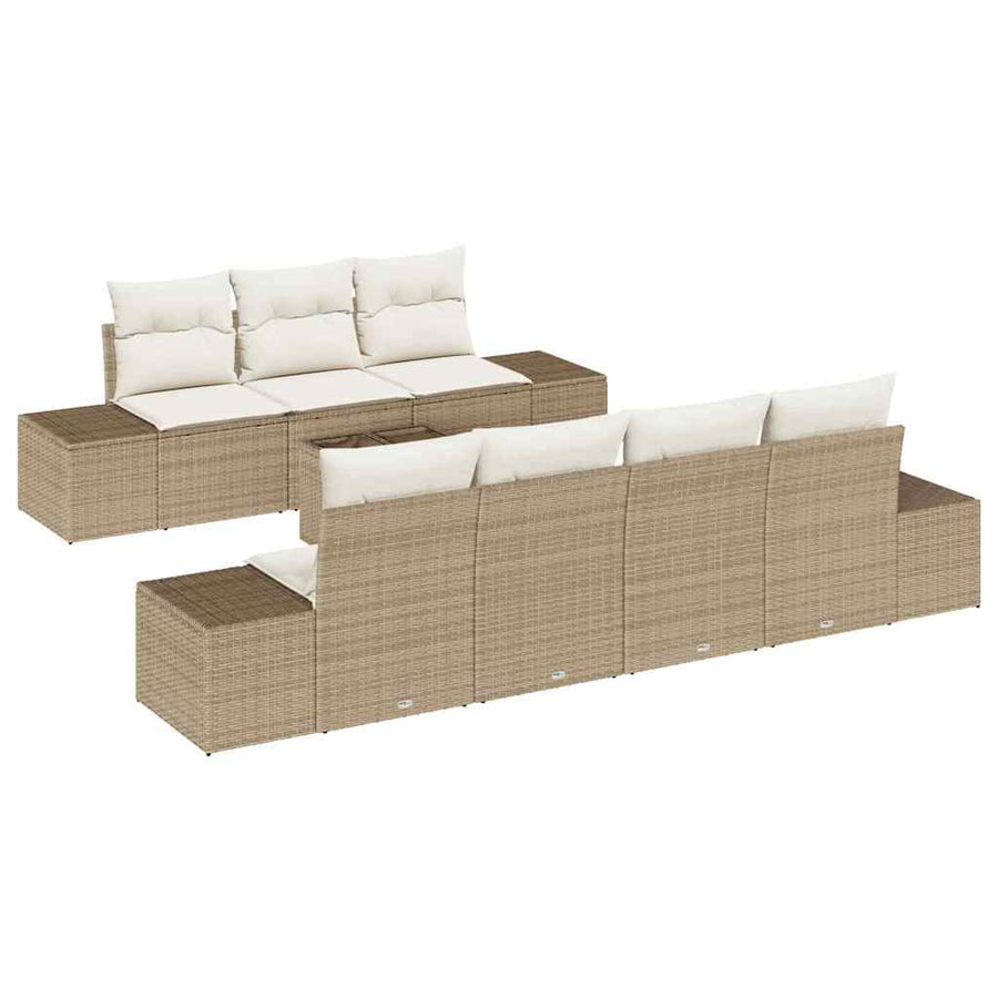 Tuin Sofa Set met kussen 8 pcs Beige poly rattan