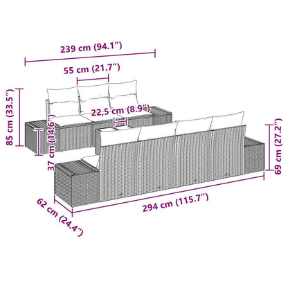 Tuin Sofa Set met kussen 8 pcs Beige poly rattan