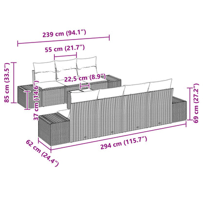 Tuin Sofa Set met kussen 8 pcs Bruin poly rattan