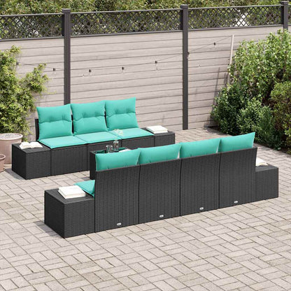 Tuin Sofa Set 8 st Zwart poly rattan
