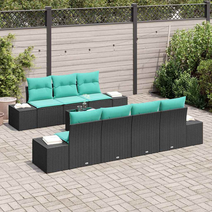 Tuin Sofa Set 8 st Zwart poly rattan