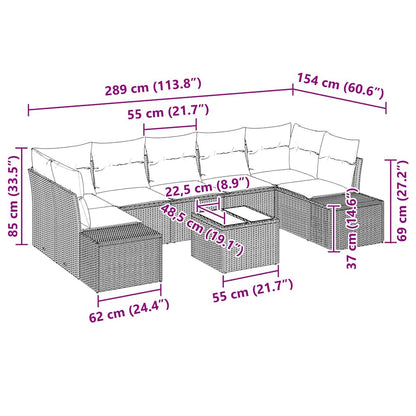 Tuin Sofa Set met kussen 8 pcs Lichtgrijs poly rattan