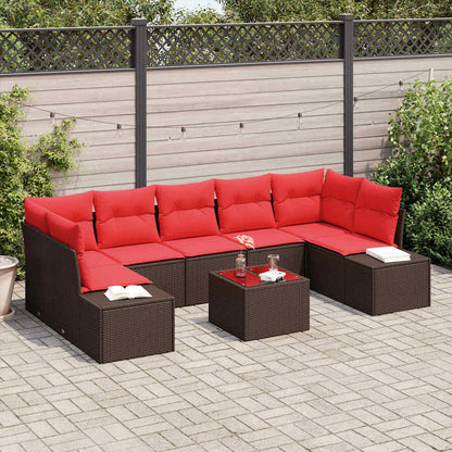 Tuin Sofa Set met kussen 8 pcs Bruin poly rattan