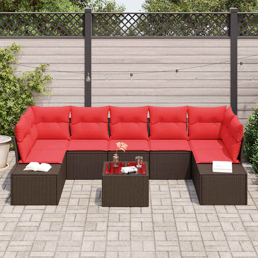 Tuin Sofa Set met kussen 8 pcs Bruin poly rattan