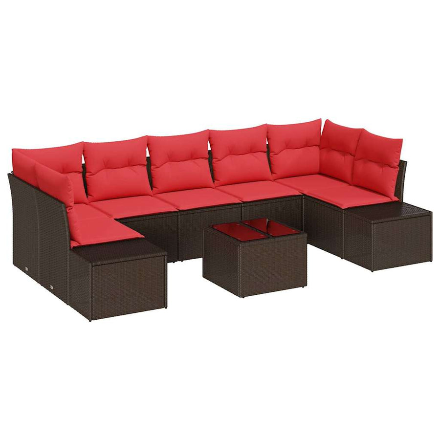 Tuin Sofa Set met kussen 8 pcs Bruin poly rattan