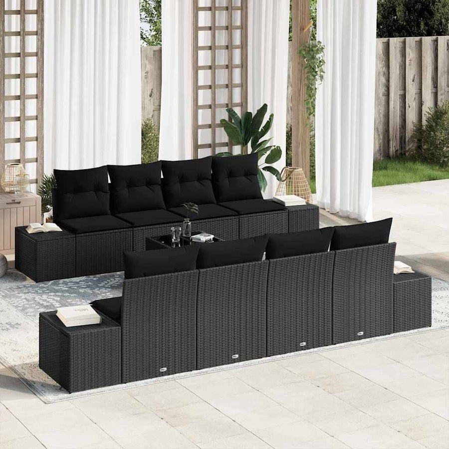 Tuin Sofa Set 6 pcs Zwart 294 x 62 x 69 cm poly rattan