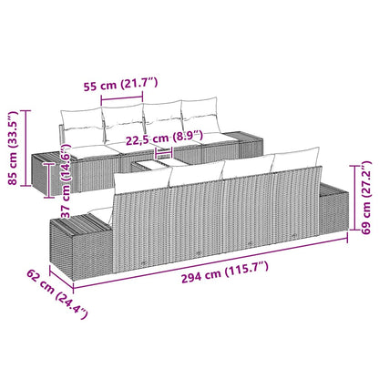 Tuin Sofa Set 6 pcs Zwart 294 x 62 x 69 cm poly rattan