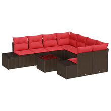 Tuin Sofa Set met kussen 9 pcs Bruin poly rattan