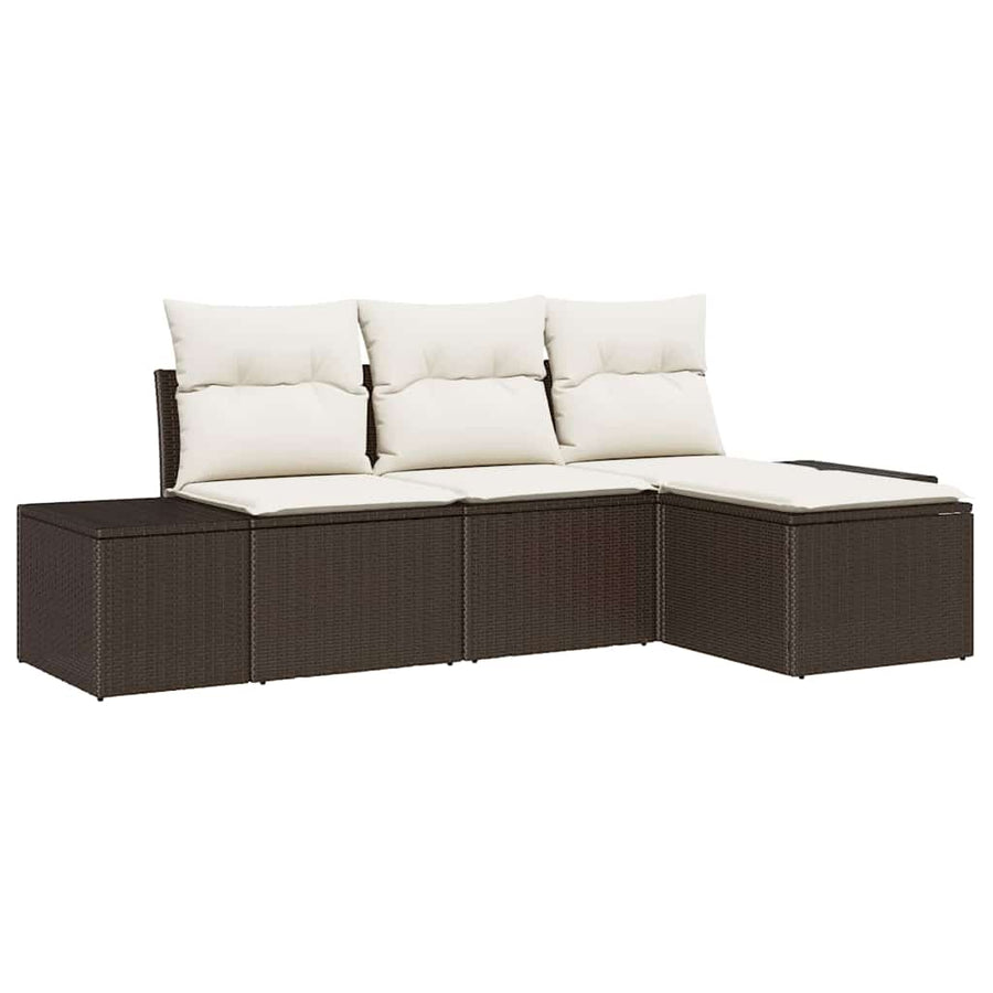 Tuin Sofa Set met kussen 4 pcs Bruin poly rattan