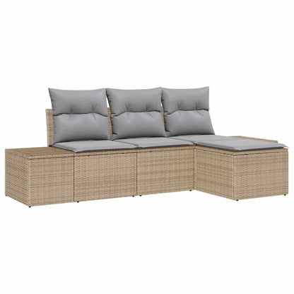 Tuin Sofa Set met kussen 4 pcs Beige poly rattan