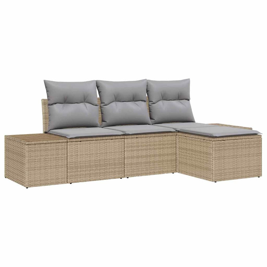 Tuin Sofa Set met kussen 4 pcs Beige poly rattan