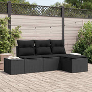 Tuinset poly rattan zwart 4-delig