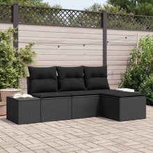 Tuin Sofa Set met kussen 4 pcs Zwart poly rattan