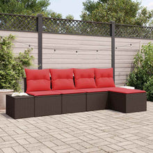 Tuin Sofa Set met kussen 5 pcs Bruin poly rattan