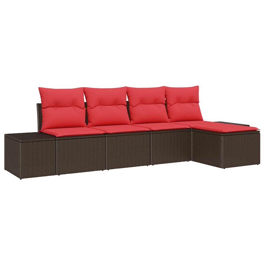 Tuin Sofa Set met kussen 5 pcs Bruin poly rattan