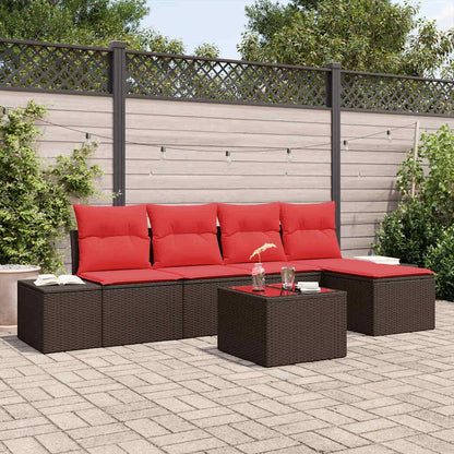 Tuin Sofa Set met kussen 6 pcs Bruin poly rattan