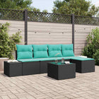 Tuin loungeset poly rattan zwart 6-delig