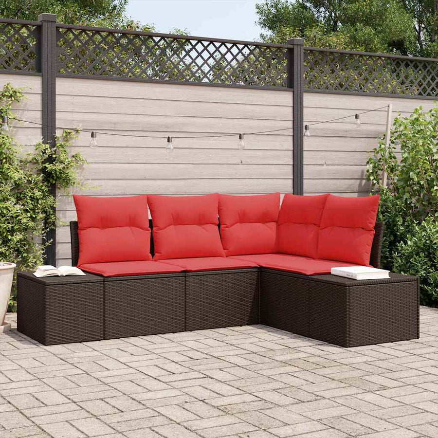 Tuin Sofa Set met kussen 4 pcs Bruin poly rattan