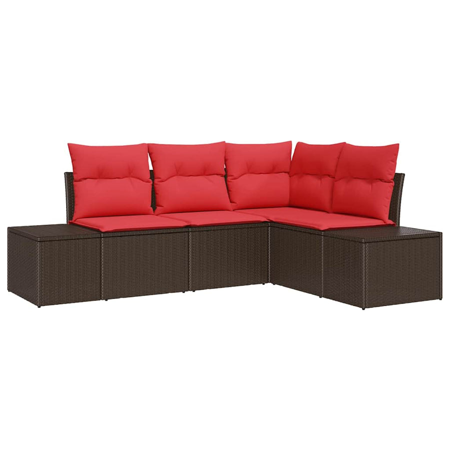 Tuin Sofa Set met kussen 4 pcs Bruin poly rattan