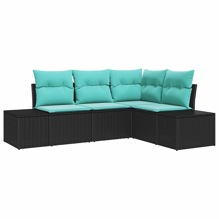 Tuin Sofa Set met kussen 4 pcs Zwart poly rattan