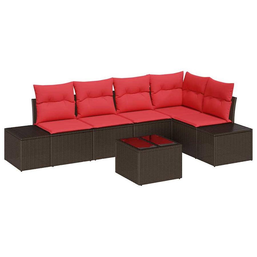Tuin Sofa Set met kussen 6 pcs Bruin poly rattan