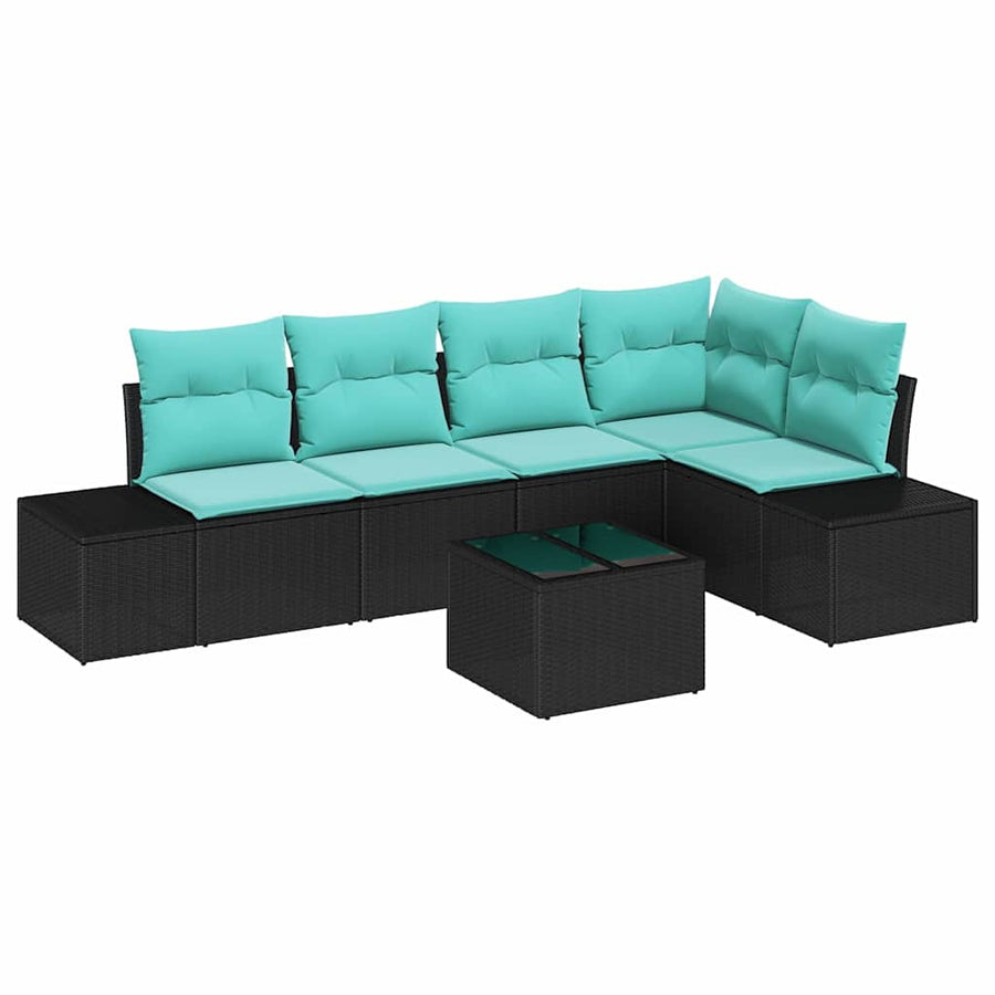 Tuin Sofa Set met kussen 6 pcs Zwart poly rattan