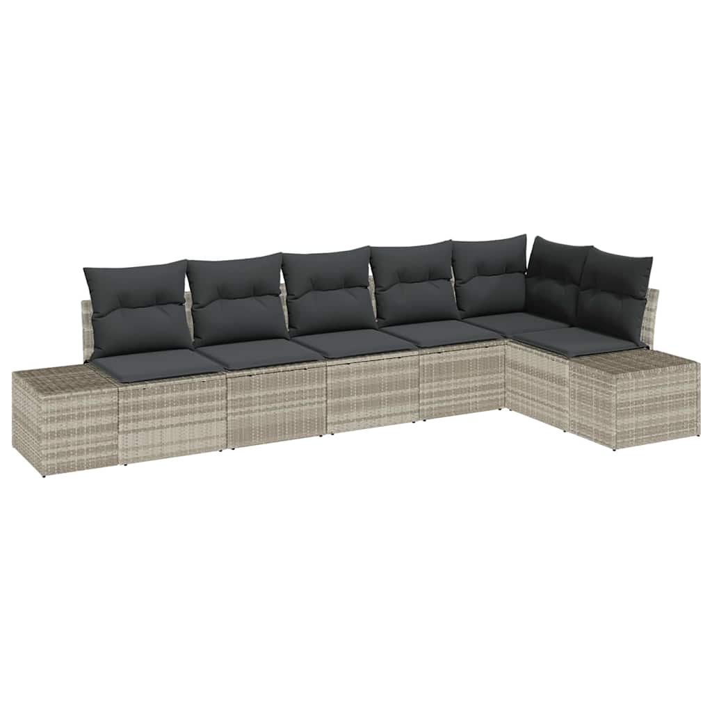 Tuin Sofa Set met kussen 6 pcs Lichtgrijs poly rattan