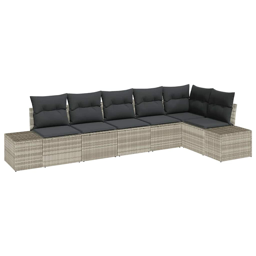 Tuin Sofa Set met kussen 6 pcs Lichtgrijs poly rattan
