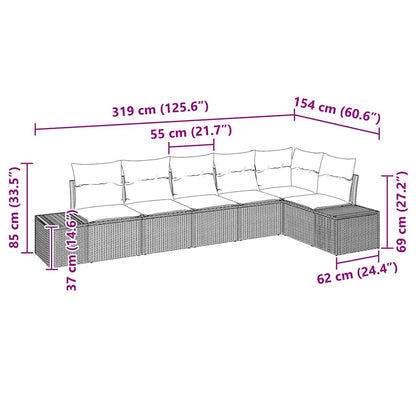 Tuin Sofa Set met kussen 6 pcs Lichtgrijs poly rattan