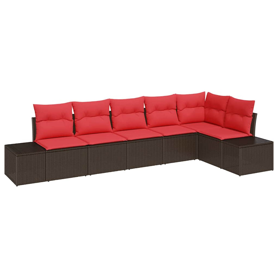 Tuin Sofa Set met kussen 6 pcs Bruin poly rattan