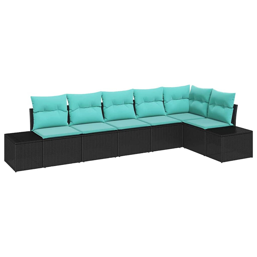 Tuin Sofa Set met kussen 6 pcs Zwart poly rattan