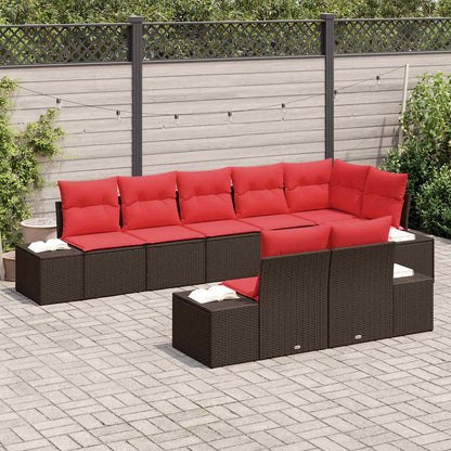 Tuin Sofa Set met kussen 8 pcs Bruin poly rattan