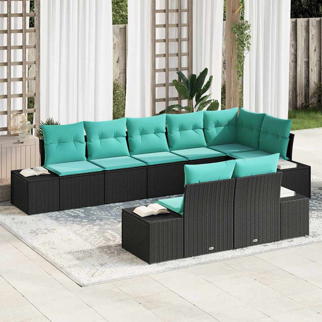 Tuin Sofa Set 8 st Zwart poly rattan
