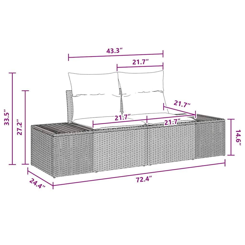 Tuin Sofa Set 8 st Zwart poly rattan