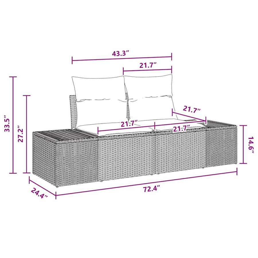 Tuin Sofa Set 8 st Zwart poly rattan
