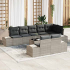 Tuinset poly rattan 9-delig lichtgrijs