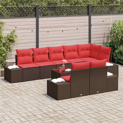 Tuin Sofa Set met kussen 9 pcs Bruin poly rattan