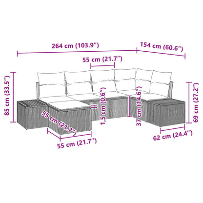 Tuin Sofa Set met kussen 6 pcs Bruin poly rattan