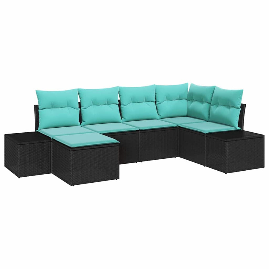 Tuin Sofa Set met kussen 6 pcs Zwart poly rattan
