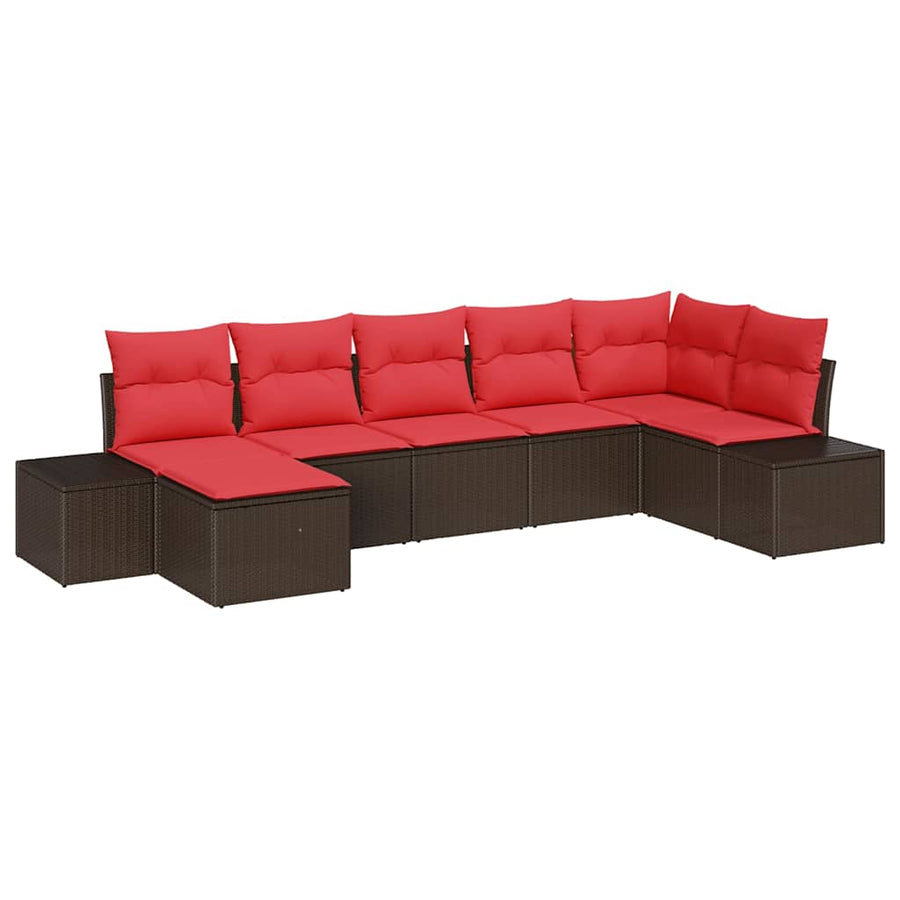Tuin Sofa Set met kussen 7 pcs Bruin poly rattan