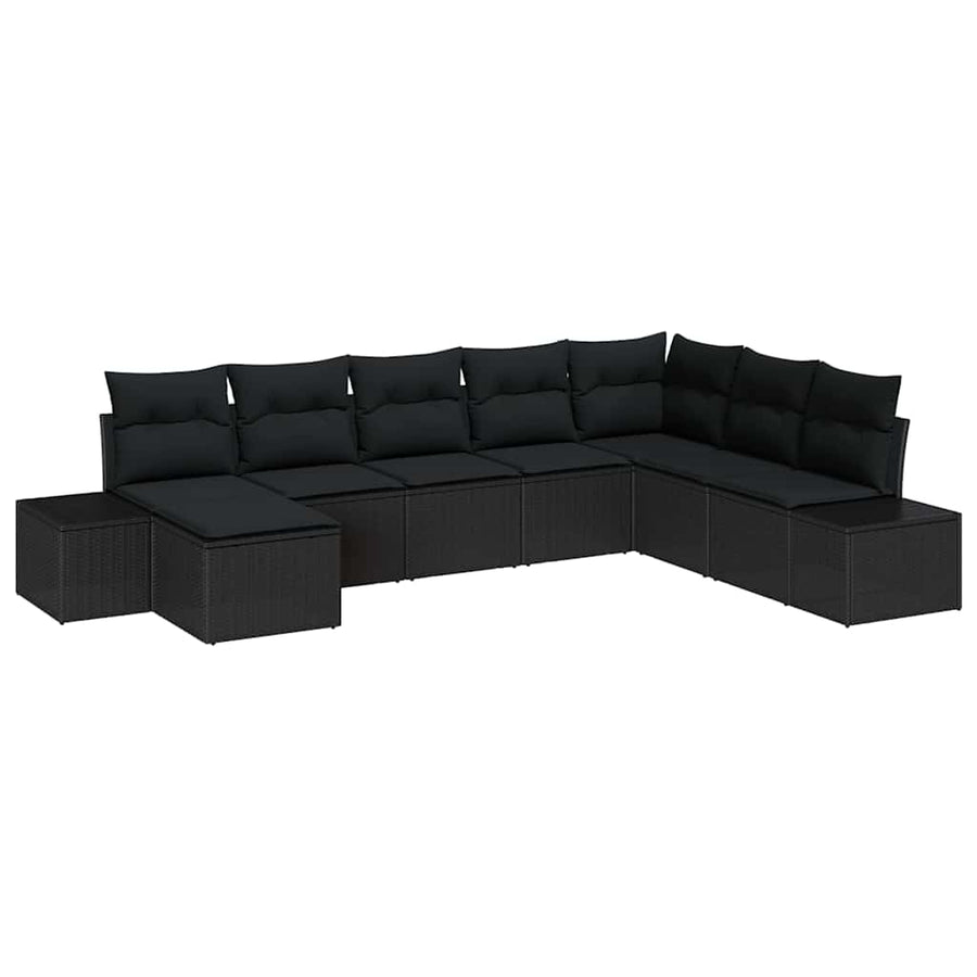 Tuin Sofa Set met kussen 8 pcs Zwart poly rattan