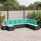 Tuinset poly rattan 8 persoons zwart