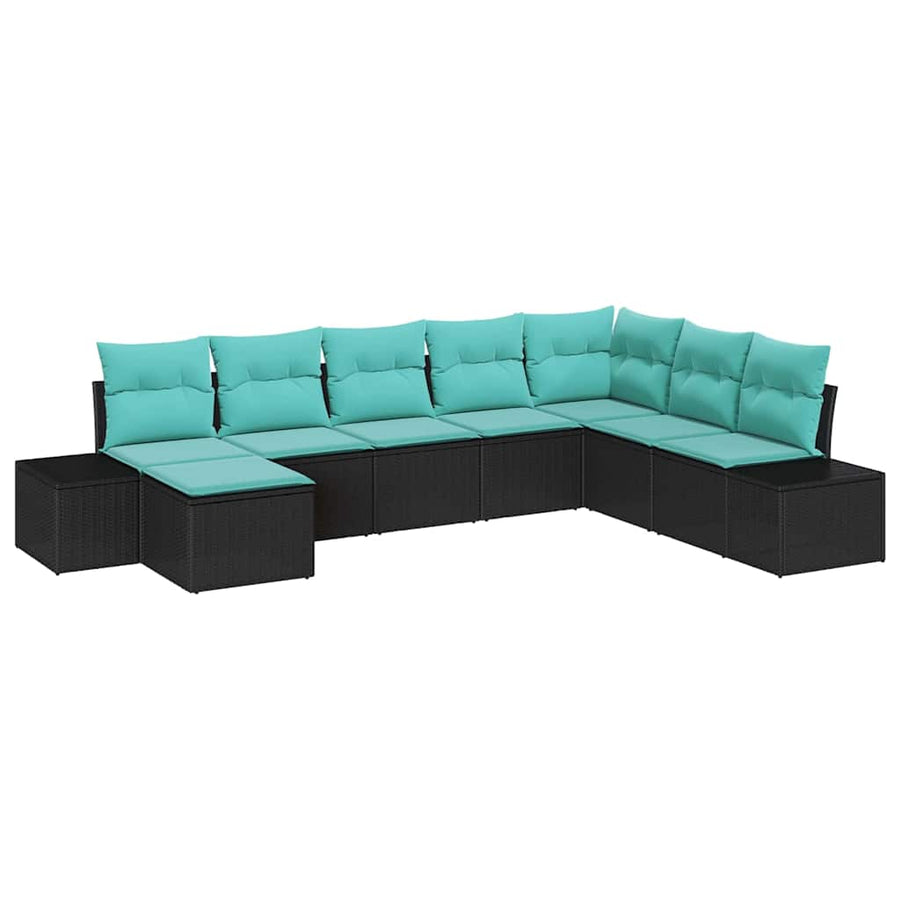 Tuin Sofa Set met kussen 8 pcs Zwart poly rattan