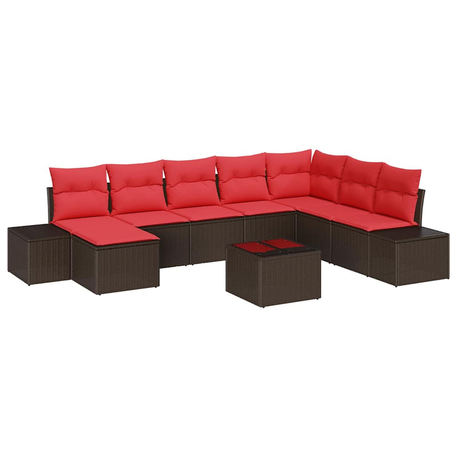 Tuin Sofa Set met kussen 9 pcs Bruin poly rattan