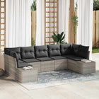 Tuinbank set 7-delig poly rattan lichtgrijs